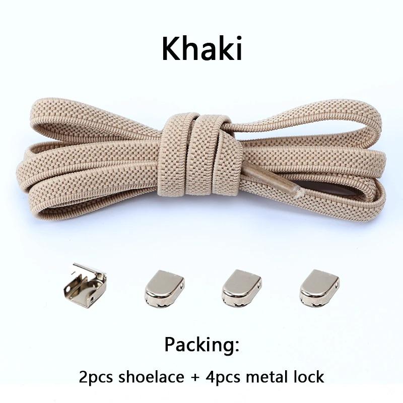 1 Pair Flat Shoe Laces For Sneakers Elastic Shoelaces Without Ties Press The Metal Lock Lazy Shoes Lace Rubber Band Accessories