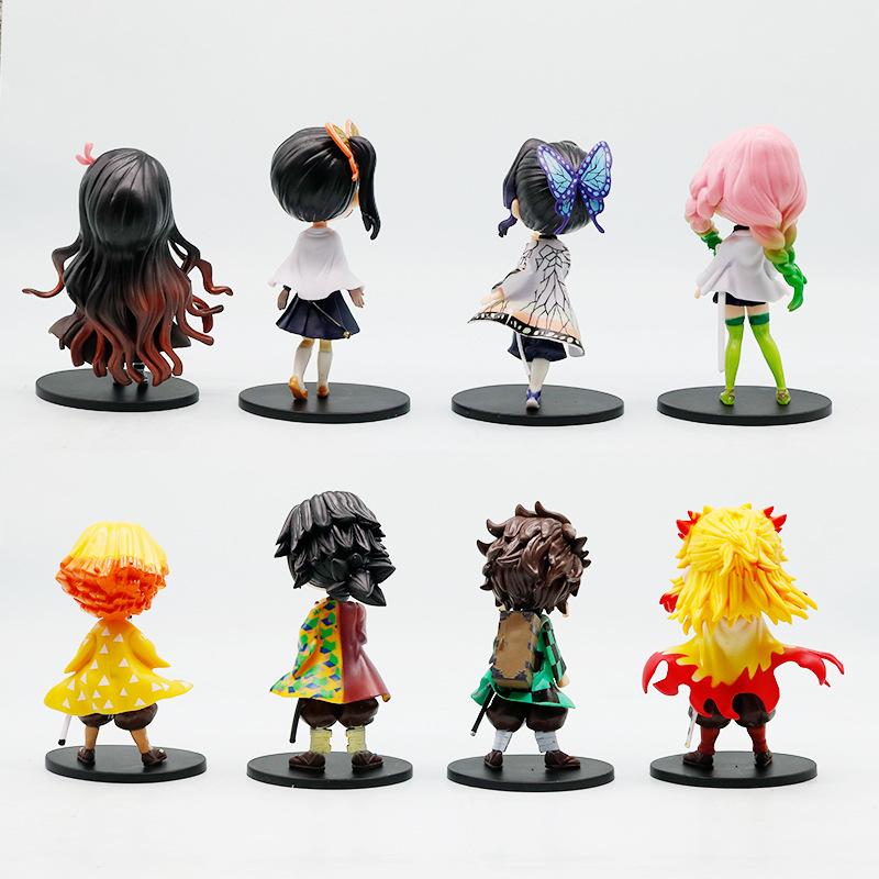 13Cm Anime Demon Slayer Figure Doll Toy Nezuko Tanjirou Zenitsu Inosuke Kyoujurou Shinobu Giyuu Qposket Model Toy Kids Xmas Gift