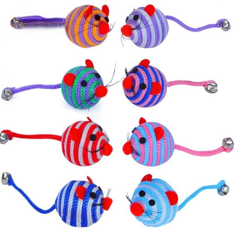 

Милая полосатая нейлоновая веревка, круглый шарик, мышь, длинный хвост, колокольчик, игрушка для домашних животных, аксессуары для домашних животных Random color