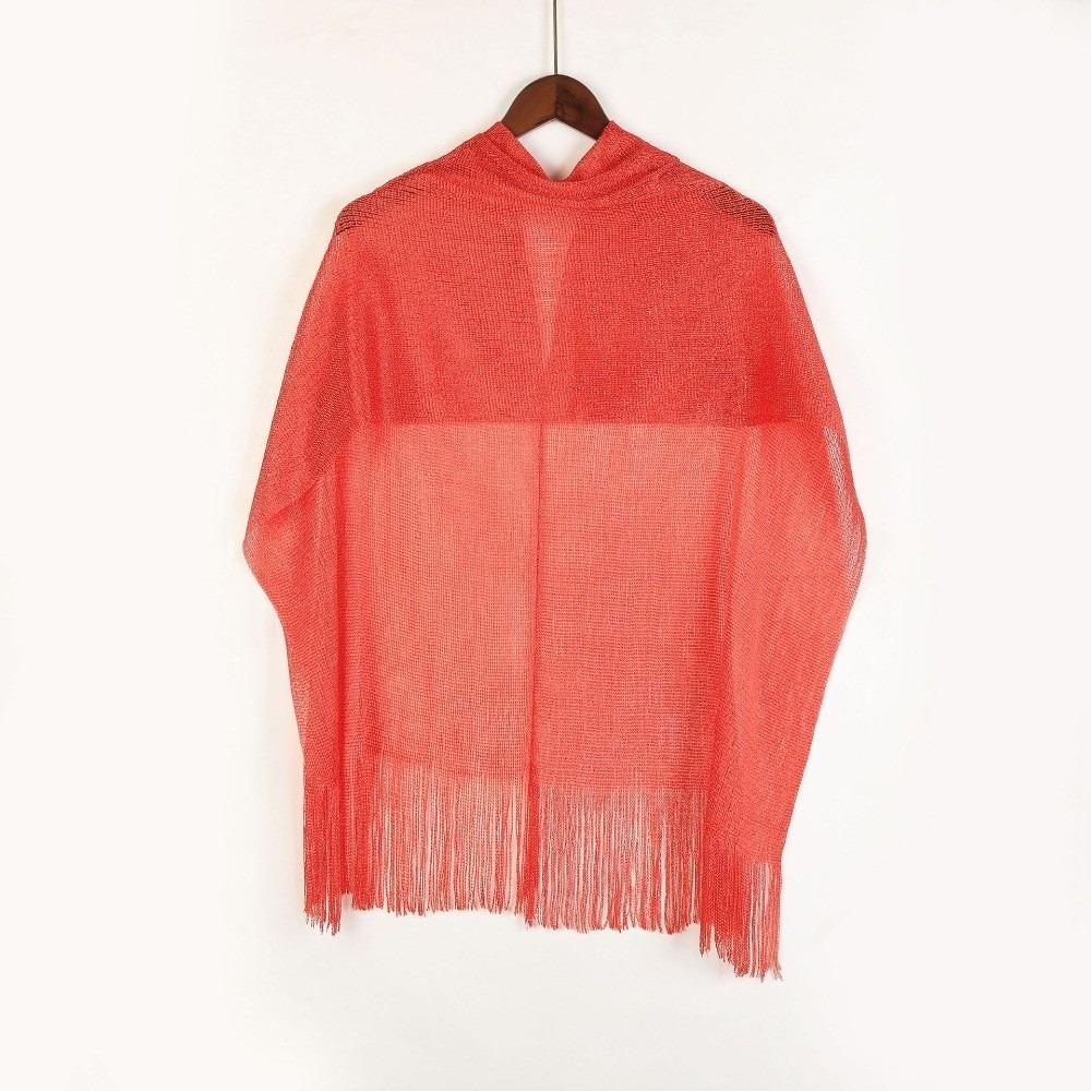 Gold Silver Shiny Silk Shawl Lace Tassel Fashion Hijab Fashion Evening Dress Scarf  Summer Wear