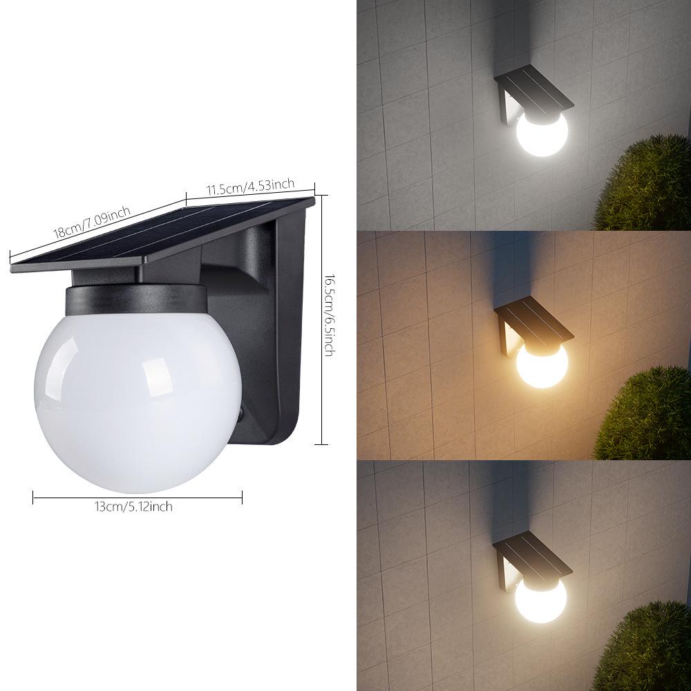 Round Solar Outdoor Wall Light for Home, Street, Balcony, Garden, and Courtyard