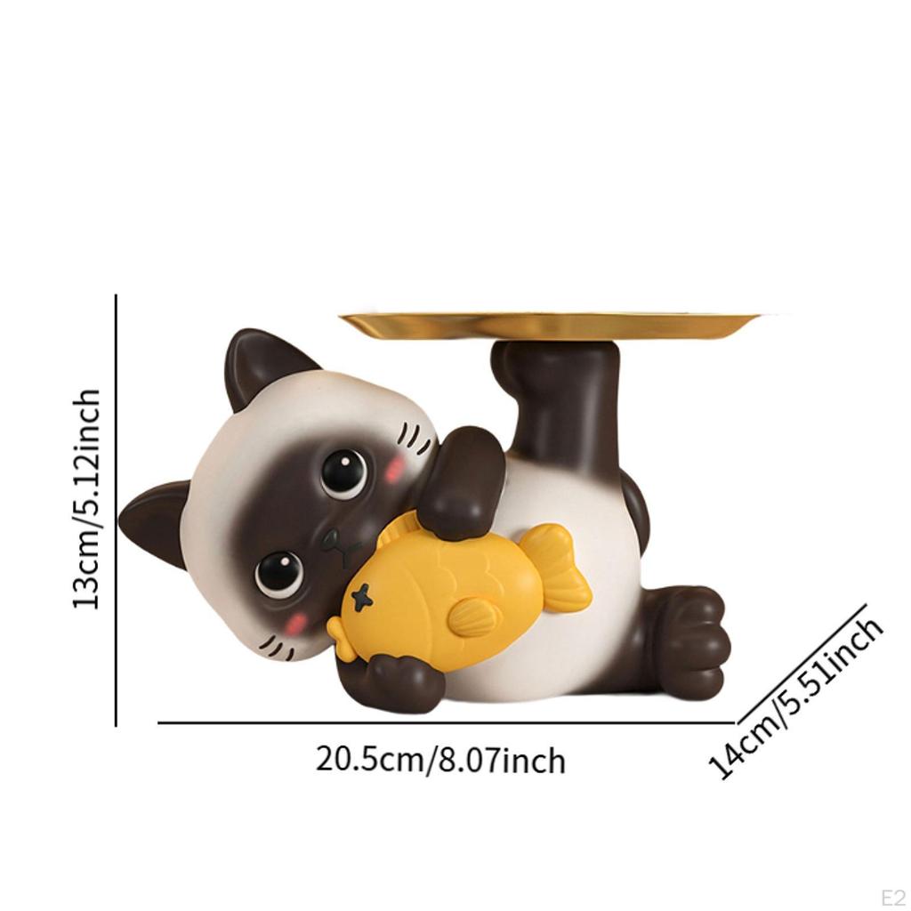 Resin Cat Key Tray Statue Table Decoration Keys Holder for Storage Display Earring Dining