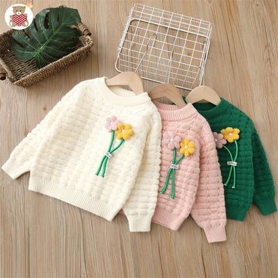Girls' Crew-neck Sweater Casual Thickened Sweater for Children