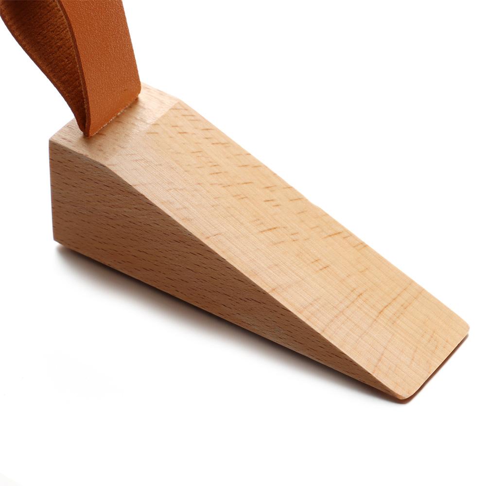 

Leather Band Beech Non-Slip Door Wedges Soild Door Stopper Wooden