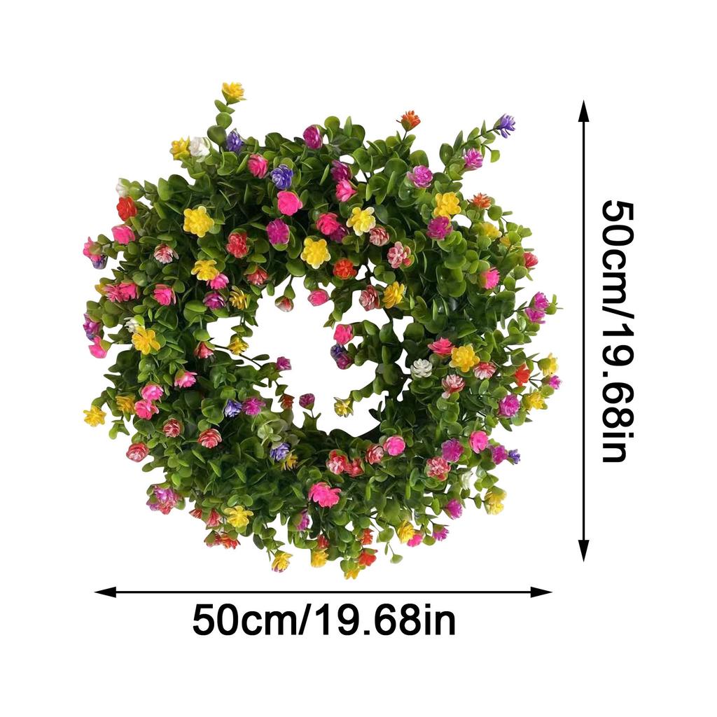 50cm Artificial Wildflower Wreath Handmade Colorful Spring Summer Floral Garland Background Wall Window Front Door Wedding Decor