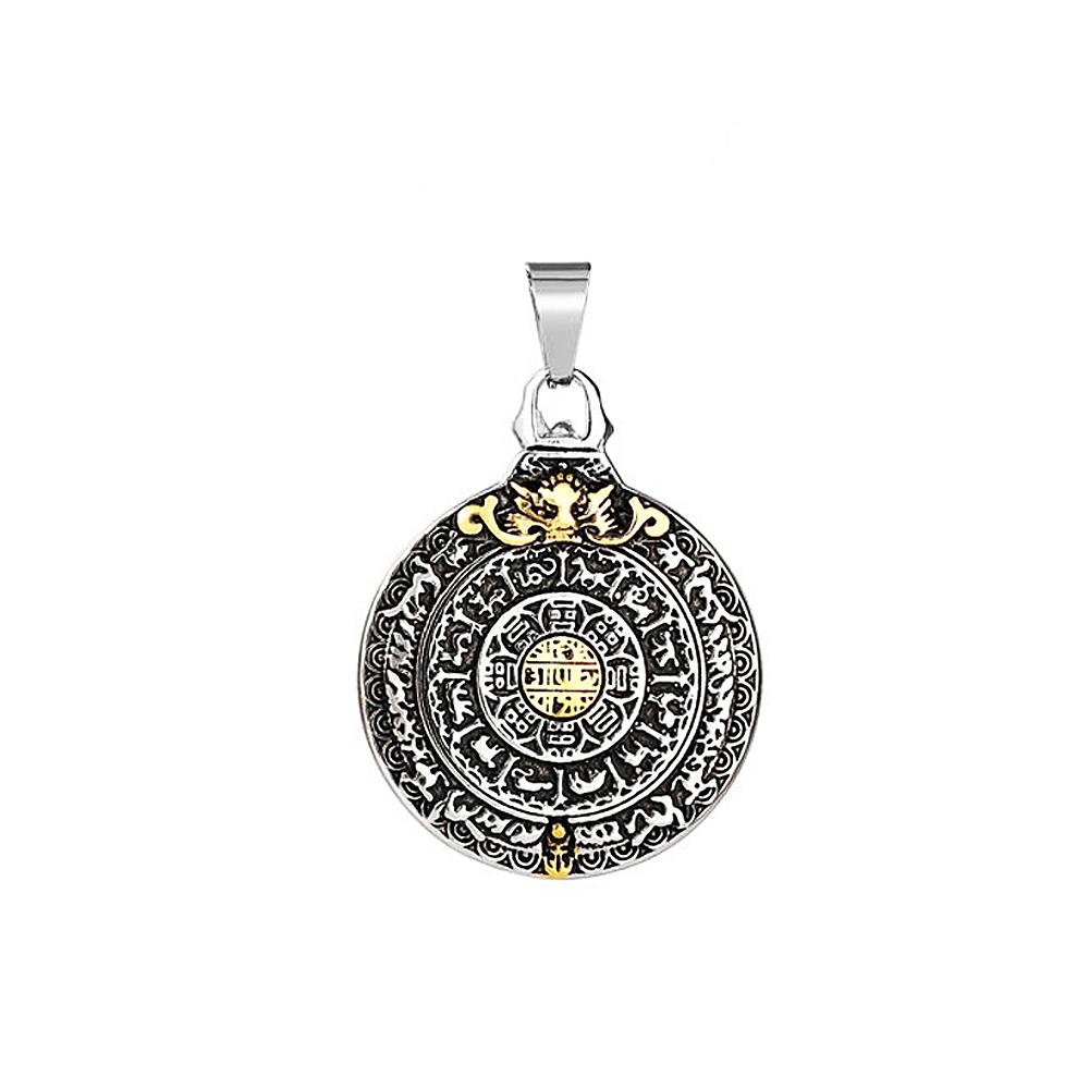 Retro Amulett Neun Paläste Bagua Anhänger Edelstahl Tierkreis Herren Halskette Punk Anhänger Kette Schmuck Geschenk