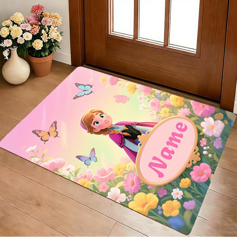 Custom Name Mermaid Garden Living Room Non-Slip Area Rug Soft Carpet for Bedroom Kids Playroom Sofa Office Home Decor Doormat