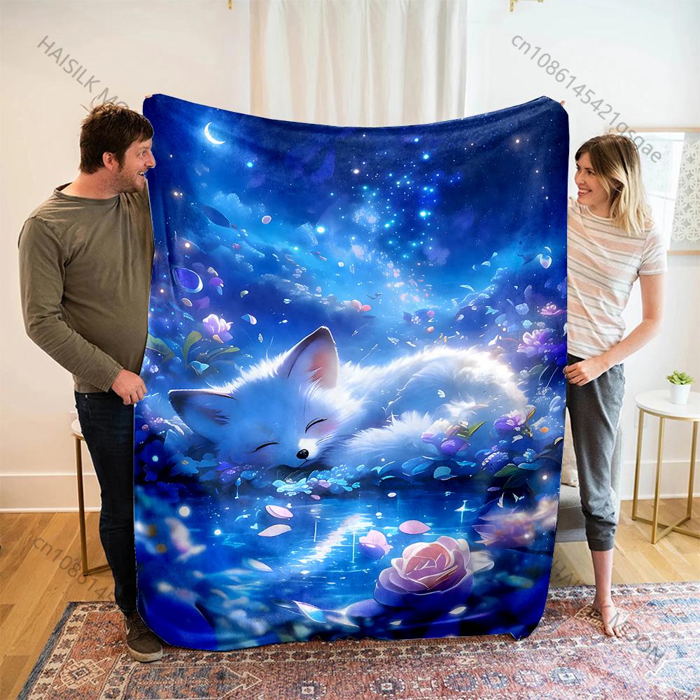 1PC Koi Circling Swirl Golden Lotus Print Blanket Flannel Material Soft Warm for All Seasons Home Outdoor Camping Picnics RV