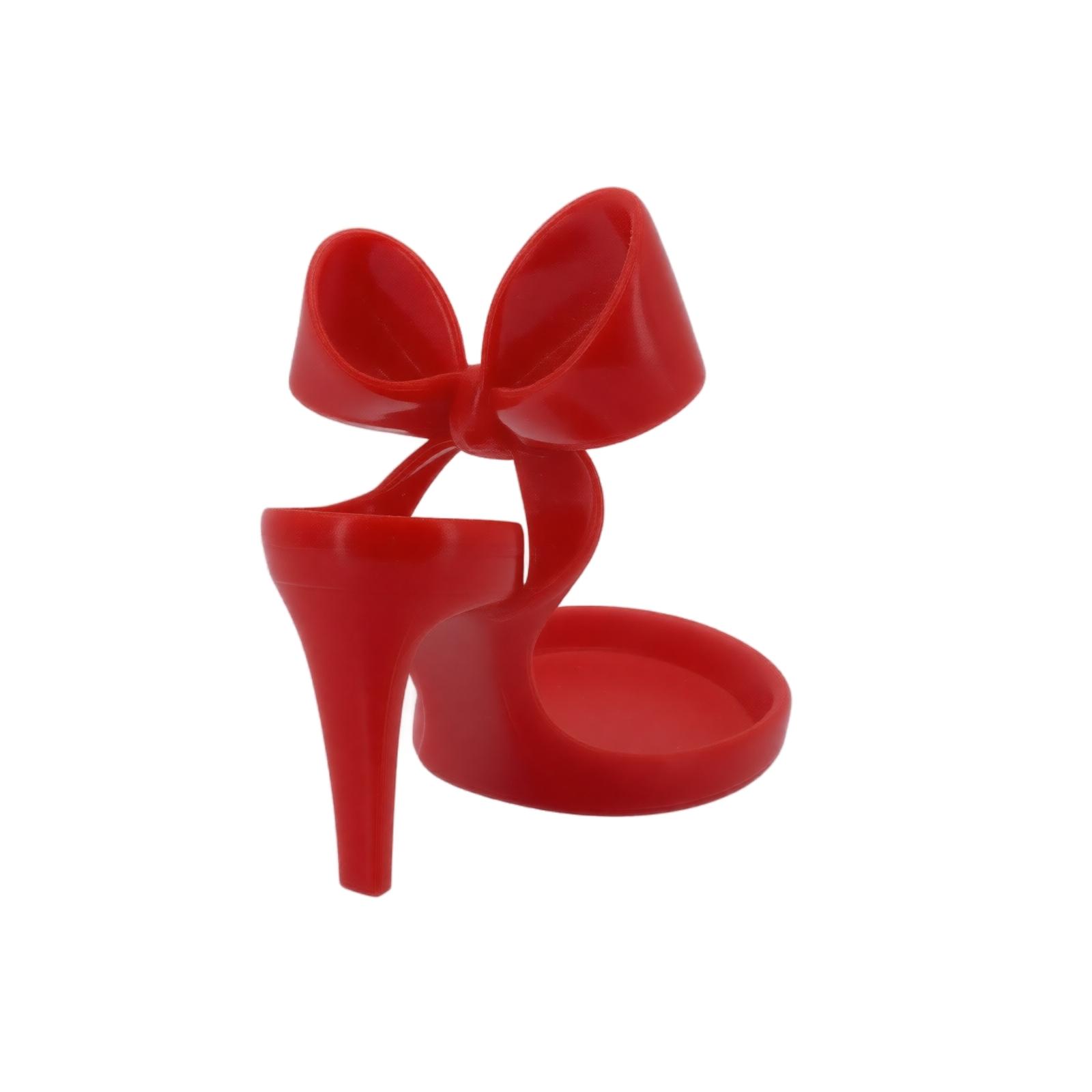 

High Heel Jewelry Tray with Bow Accent Desktop Organizer for Cosmetics Keys and Small Accessories Storage One Size червоний
