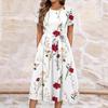 Women's Summer  Casual Floral Print  Round Neck Midi Dress Basic Classic Outdoor Everyday Short Sleeve Loose Dress