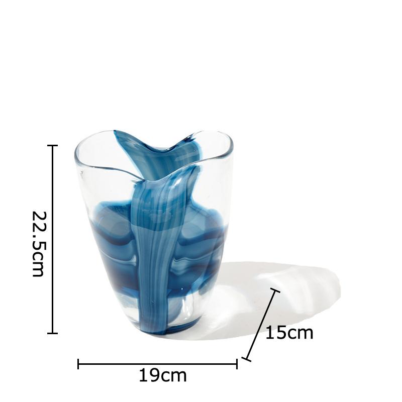 Blaue Wellenstreifen Glasvase Kreativer Blumentopf Tischdekoration Blumenarrangement Hydroponik Blumenvase Raum Ästhetische Dekoration