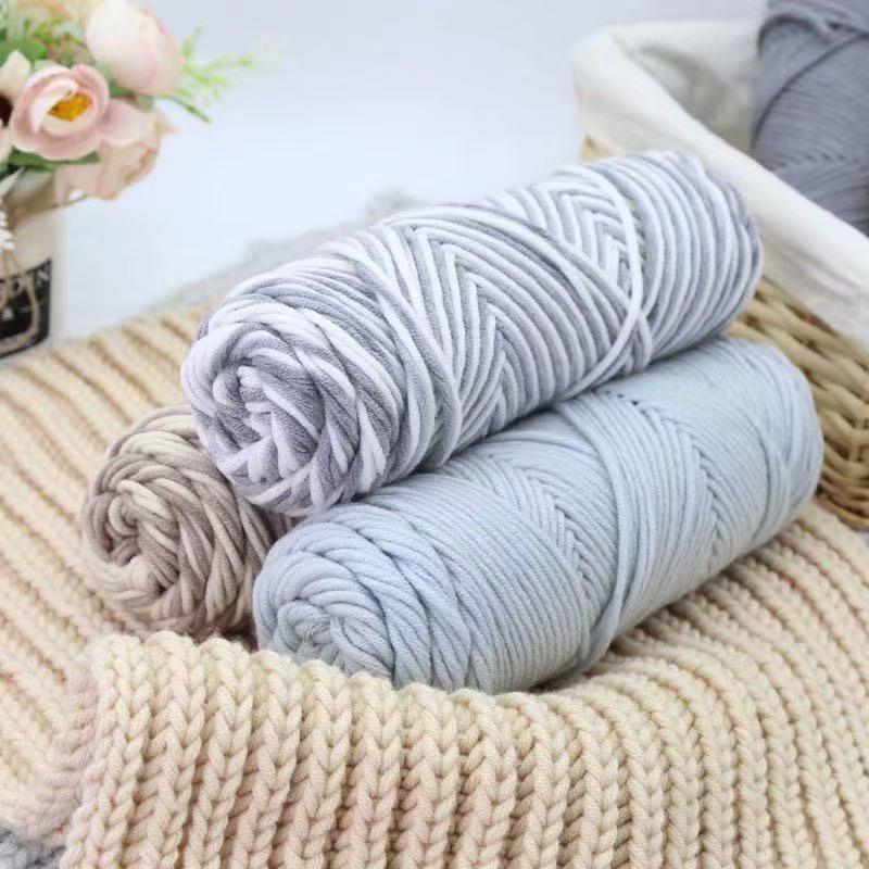8-Strand Cotton Wool Yarn for Scarf DIY - Thick, Soft Thread with Silk Elements
