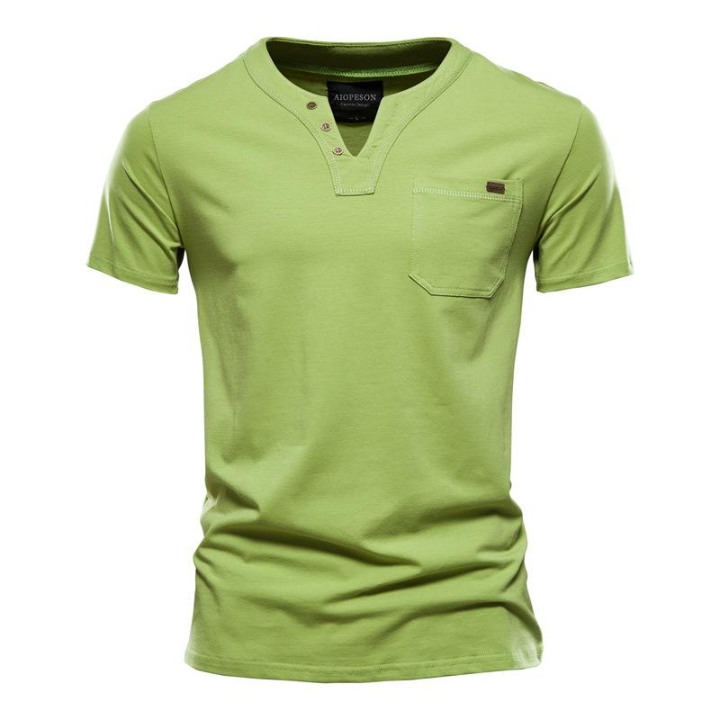 

Summer Japanese Casual T-Shirt Men S Fashion Trend Sports T-Shirt Slim-Fit Cotton Pocket Men S T-Shirt Short Sleeve XXXL зелений