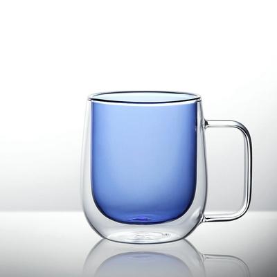 Double-Layer Anti-Scald Color Glass with Handle, Creative Heat-Resistant Cup, Household Coffee Mug, Kawaii Espresso, Ins Style