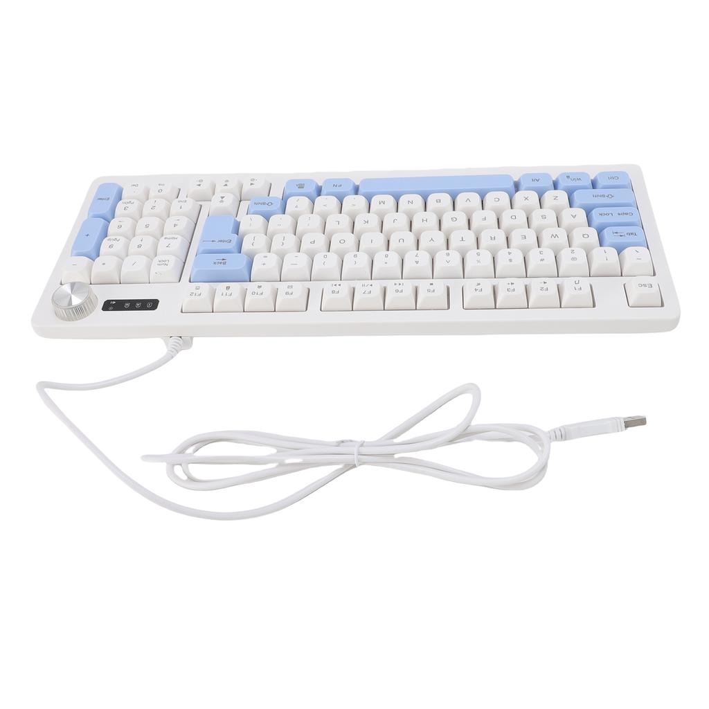 Keyboard 93 Keys Dynamic RGB Backlit Ergonomic Design Wired Gaming Keyboard with Volume Knob for Laptop