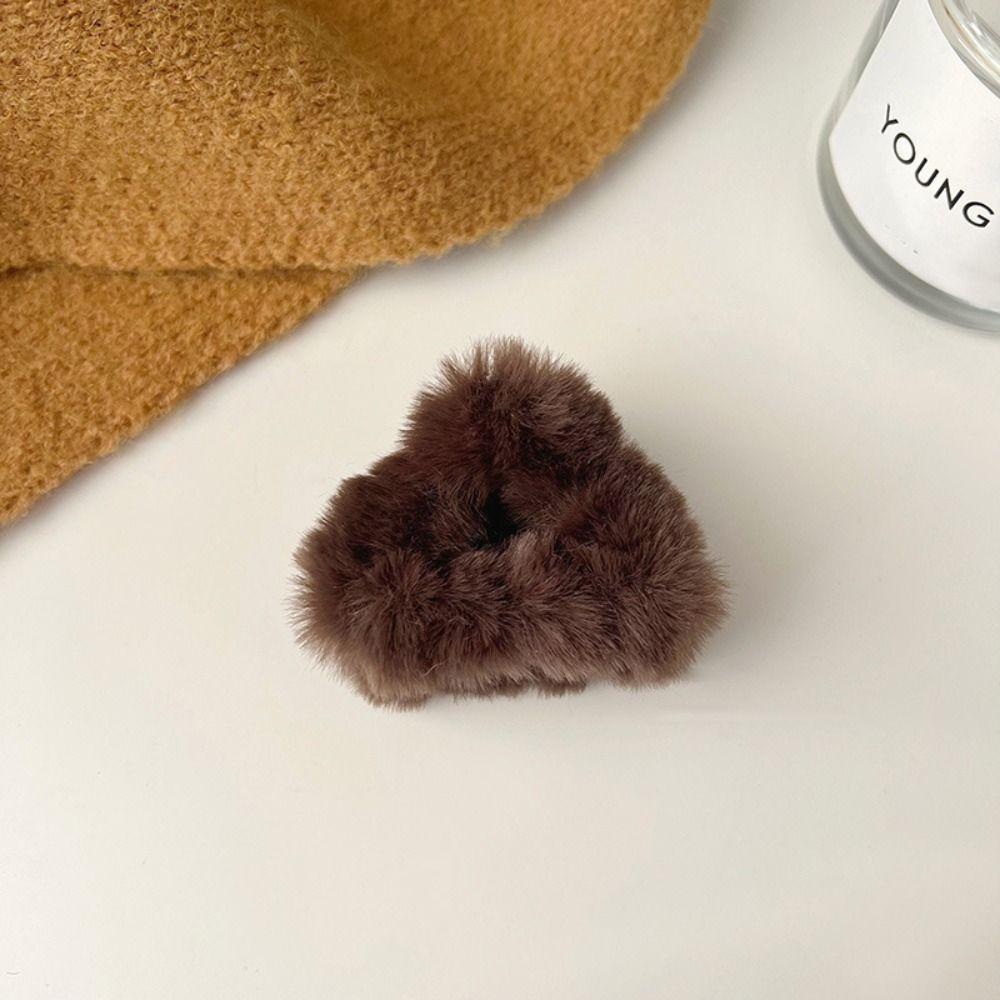 Lambhair Small Bear Ear Hair Claw Small Size Mini Cat Ear Hairgrip Plush Cat Ear Hair Clip  Daily