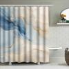 Luxury Blue Beige Marble Print Shower Curtain For Bathroom Decor Waterproof Fabric Material With Silver Grommets Ring Set (180 X