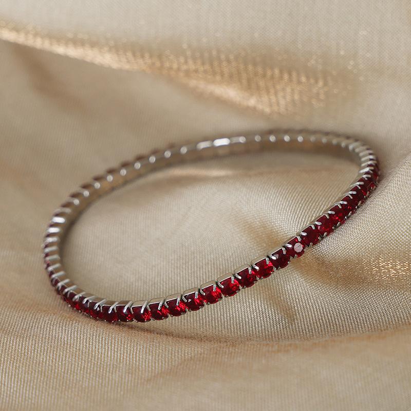 Light Luxury Multicolor Zircon Elastic Wire Bracelet Claw Clasp Niche Cuff Bracelet Jewelry