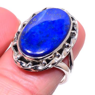 Natural Lapis Lazuli Gemstone Handmade 925 Solid Sterling Silver Ring S.7.5 J0F79