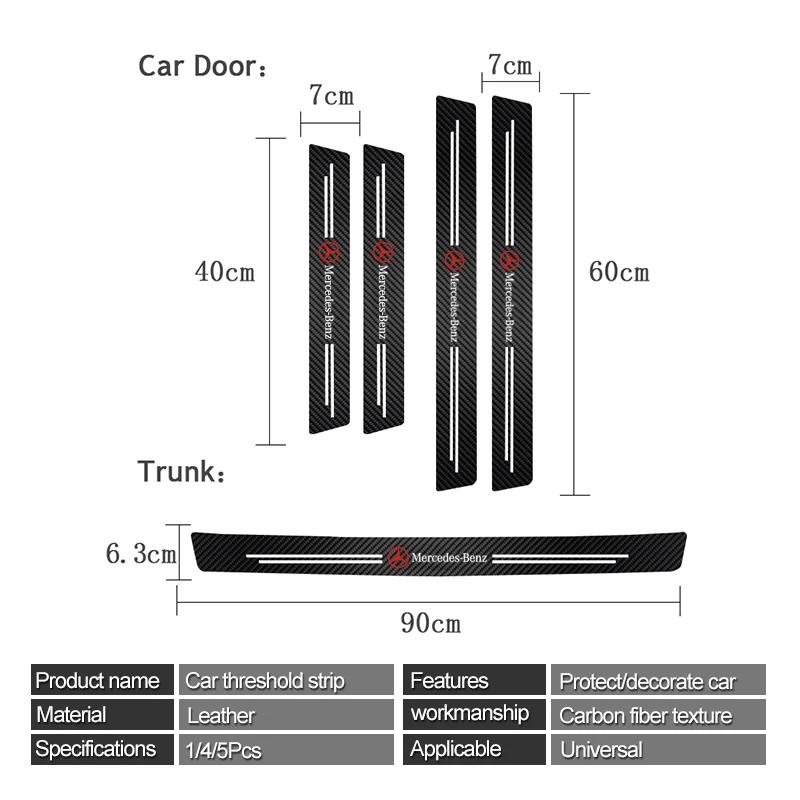 High-quality Carbon Fiber Car Door Sill Protector Sticker For Mercedes Benz AMG Class W204 W205 W203 W206 W220 W211 W212 GLC CLS