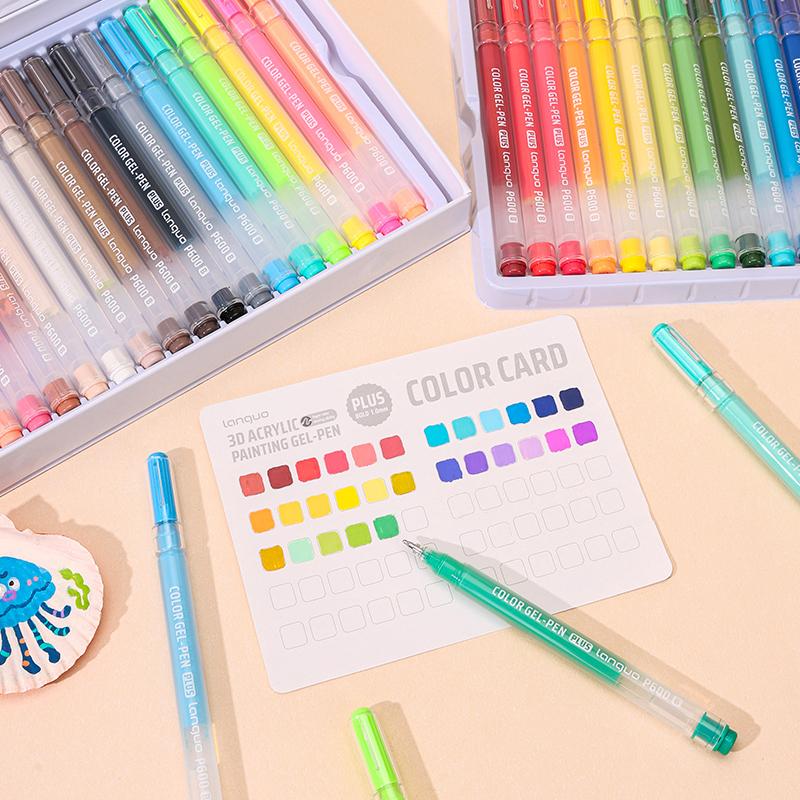 Languo Three-Dimensional Effect Acrylic Painting Gel Pens Set 1.0mm 3D Acrylic Paint Markers Pens Color Drawing Pen Art Supplies