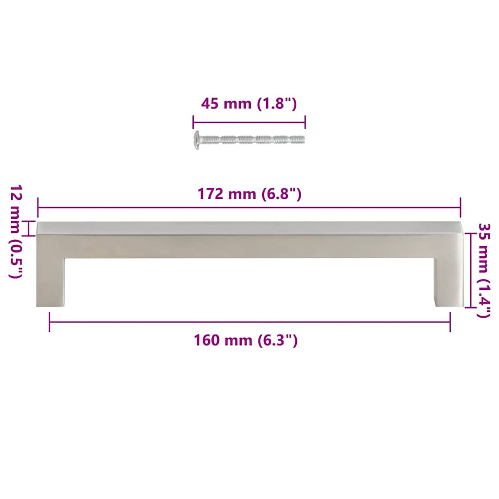 Furniture Handles 10 pcs Silver 160 mm Stainless Steel