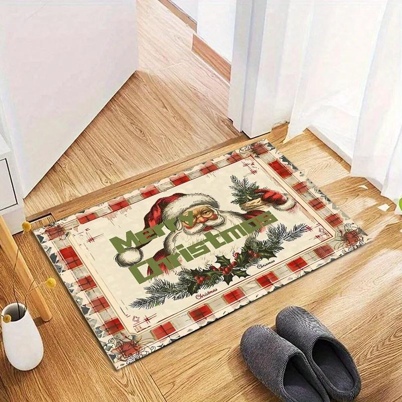 Weihnachts-Weihnachtsmann Rutschfeste Teppiche Waschbare Bodenmatten für Wohnzimmer Schlafzimmer Badezimmer Balkon Eingang Heimdekoration