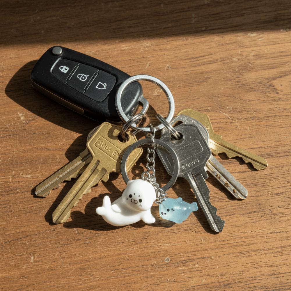 3D Cartoon Sea Lion Keychain Resin Key Holder Cute Animal Keyring  For Young Girls