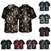 Men's Halloween Print Medical Scrub Top V Neck Tie Pocket Comfortable Fit Daily Workwear for Healthcare Professionals