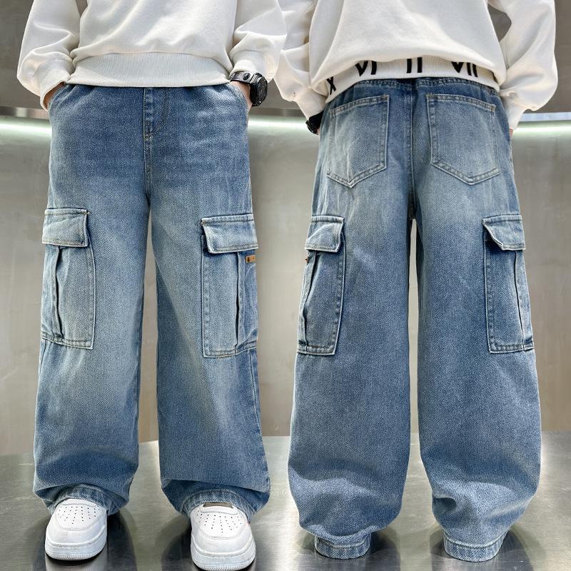 

Boys Straight Leg Jeans - Loose Fit, Trendy Workwear for Ages 6-12 (Spring/Autumn) 110 cm синий