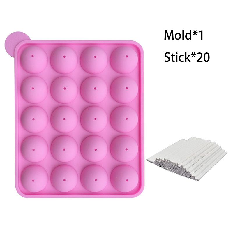 20 Cavity Silicone Cake Pop Mold Kits with 20pcs Cake Pop Sticks Great for Cake Pop Maker Lollipop Mold Cake Pop and Chocolate