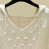 Pull à manches creuses en tricot fin et ample pour femme