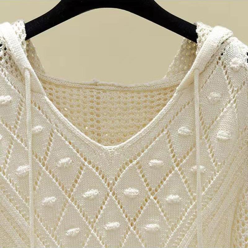 Pull à manches creuses en tricot fin et ample pour femme