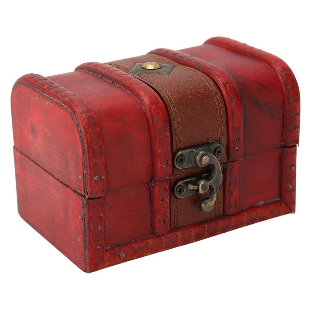 Vintage Wooden Storage Box Flip Open Type Jewelry Hold Case Desktop Decor for Earring Coins Small