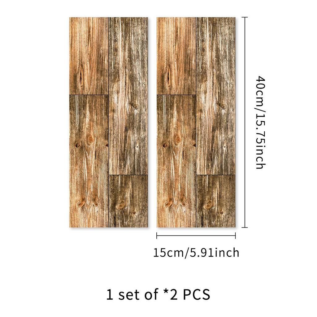 2Pcs 40X15cm  PVC Wood Grain Wall Self-Adhesive Sticker Waterproof Living Room Bedroom Wall Decoration Floor Stickers