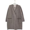 HUMAN WOMAN 077-2270024 Brown Herringbone Jacquard Collarless Coat Coat M BrownUsed