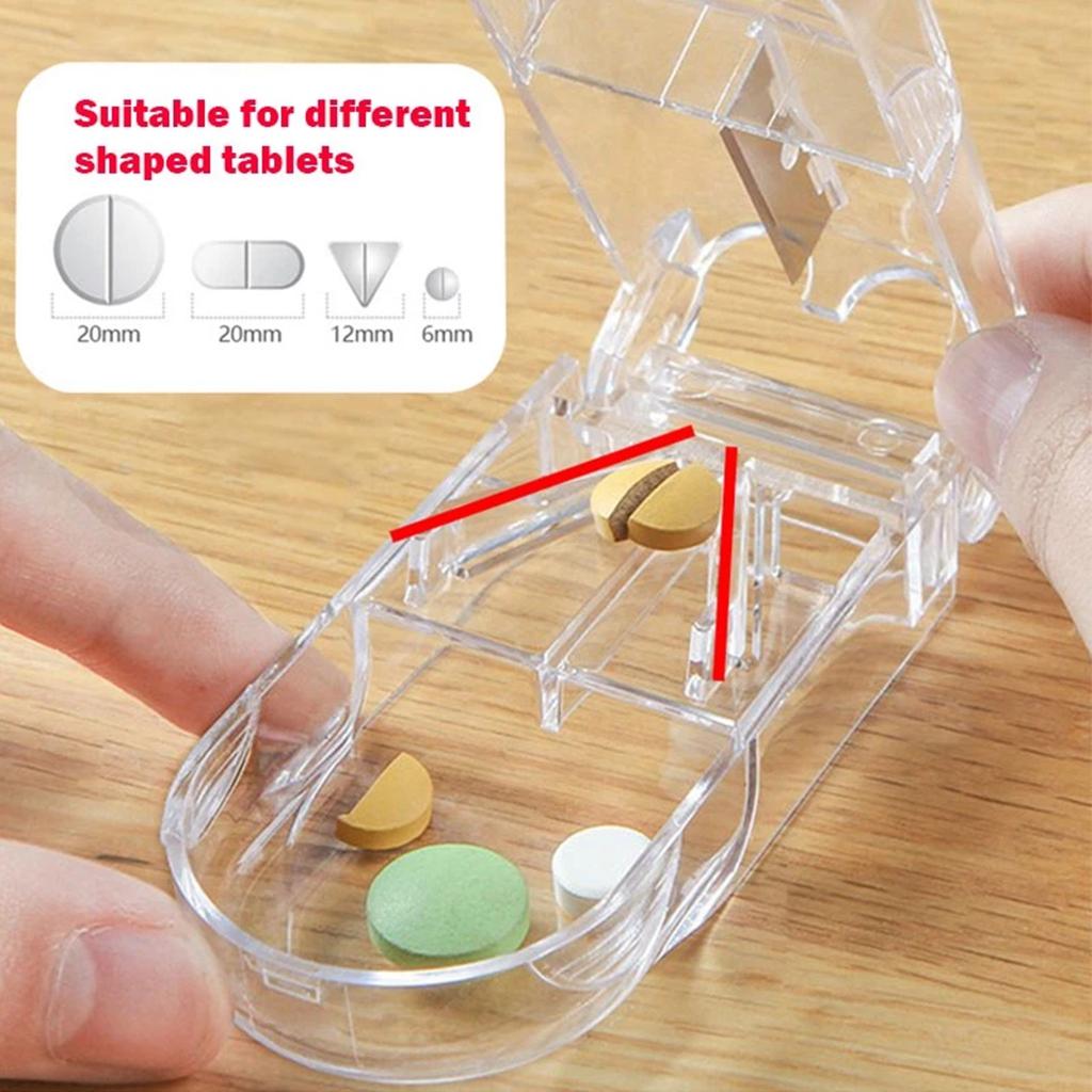 Medicine Box Pill Cutter Portable Drug Box Useful Grinder Splitter Medicine Pill Holder Tablet Cutter Splitter Divider Pill Box