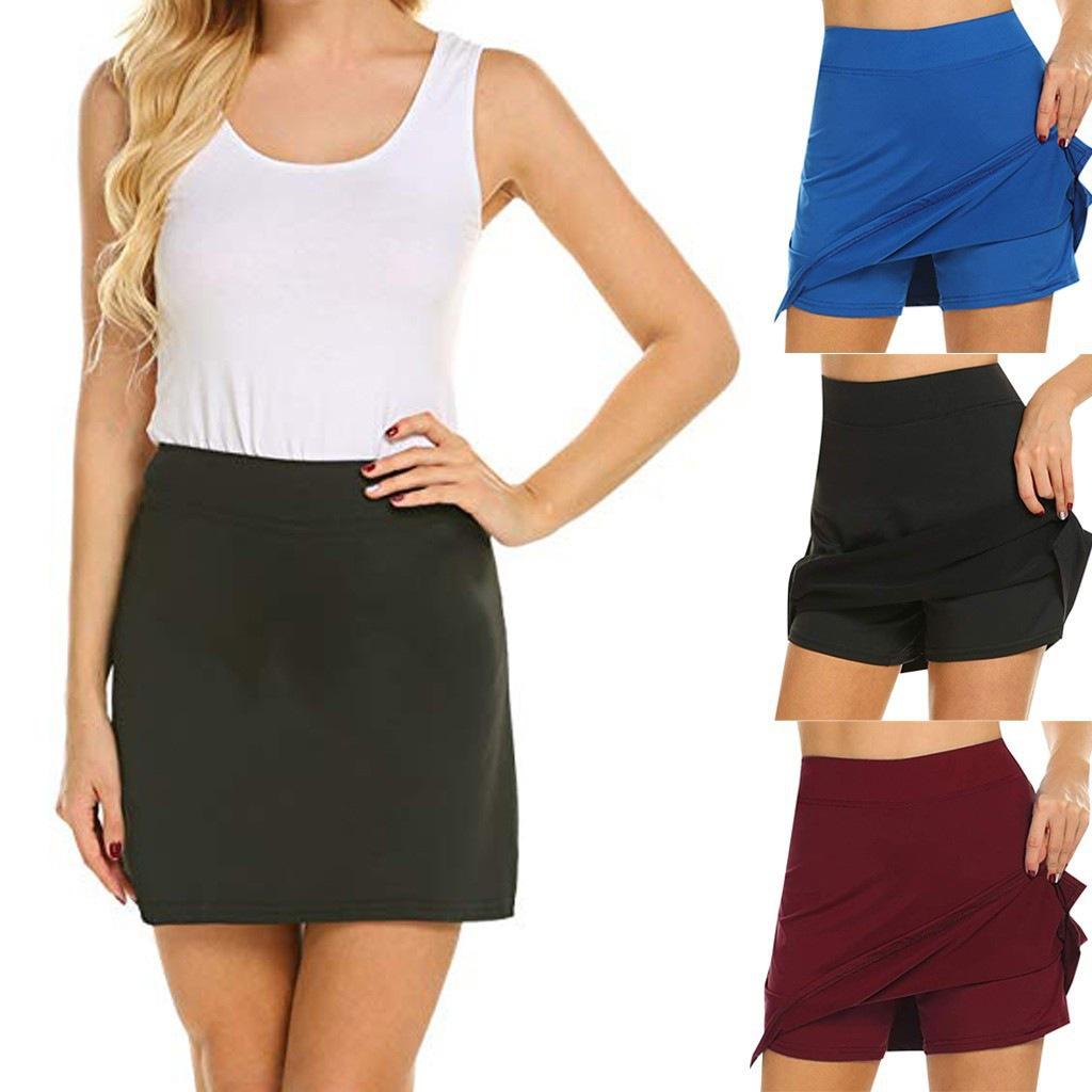

New Ladies Fashion Solid Color Short Skirt with Pockets Running Tennis Golf Gym Sports Training Skirt Shorts Plus Size Sports Shorts Skirt S білий