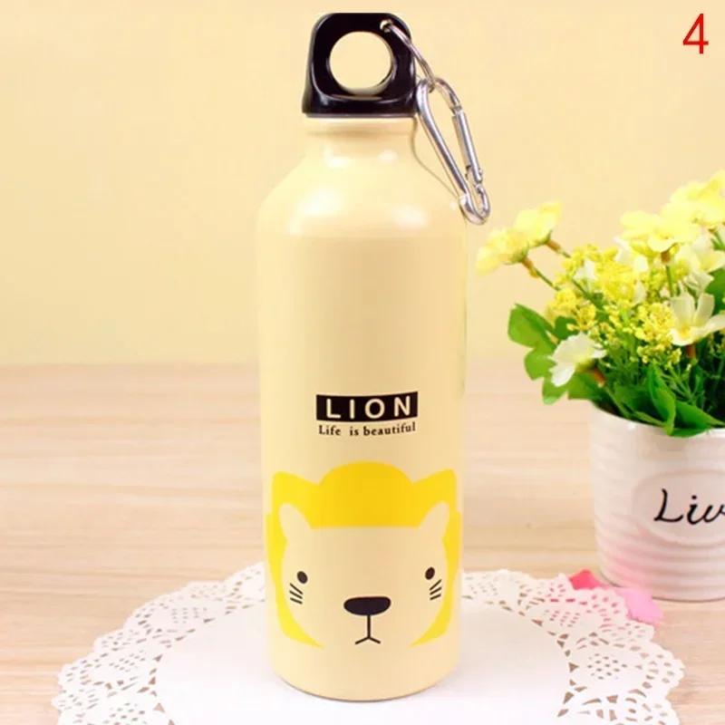 1 Pcs 500ML Candy Color Cute Cartoon Pattern Aluminum Water Bottle Kitchen Accessories Metal Water Bottle