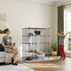 Four-Tier DIY Large Cat Cage with Hammock, Ramps, Five Doors, Indoor Use for 1-3 Cats, Black