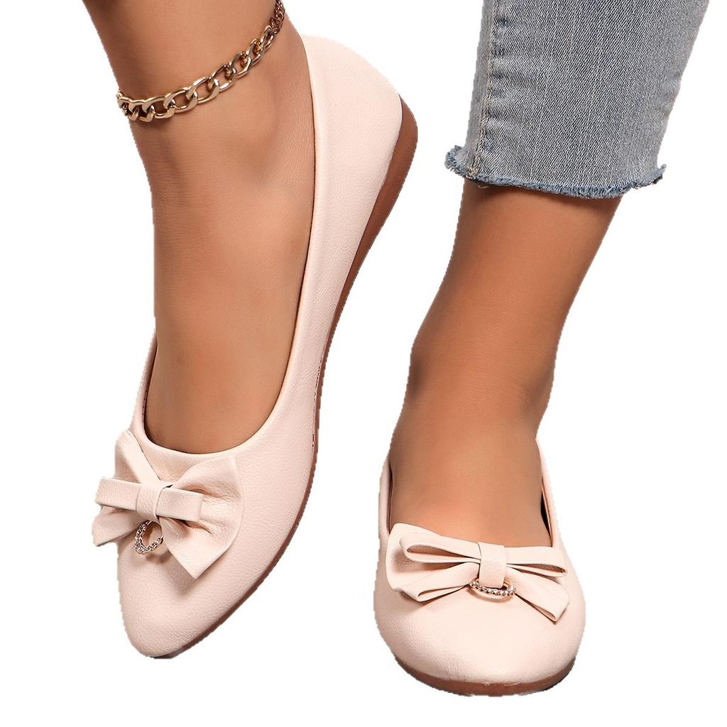 Wear Pointed Bows and Shallow Shoes Outside the Plus Size Flat Shoes, Casual Beanie Shoes