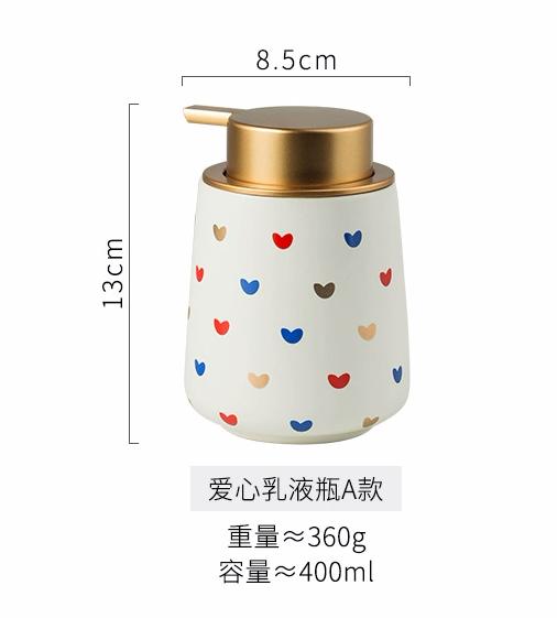 Heart-shaped Ceramic Lotion Bottle Soap Bottles Hand Sanitizer Bottle Shower Gel Shampoo Bottles Bathroom Soap Dispenser