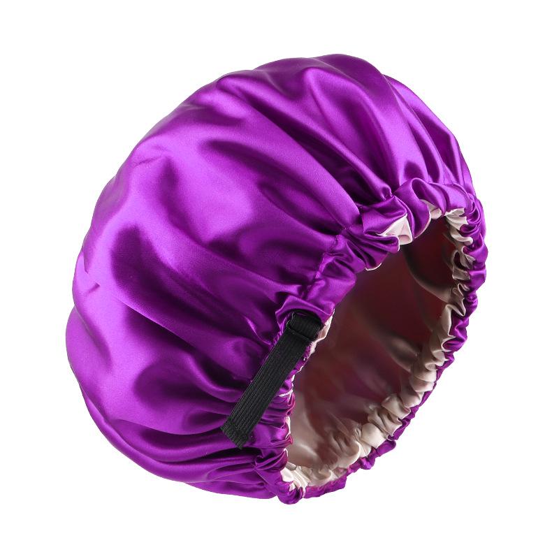 

Двухслойная атласная шапочка для сна с регулировкой, из искусственного шелка, для ухода за волосами One Size