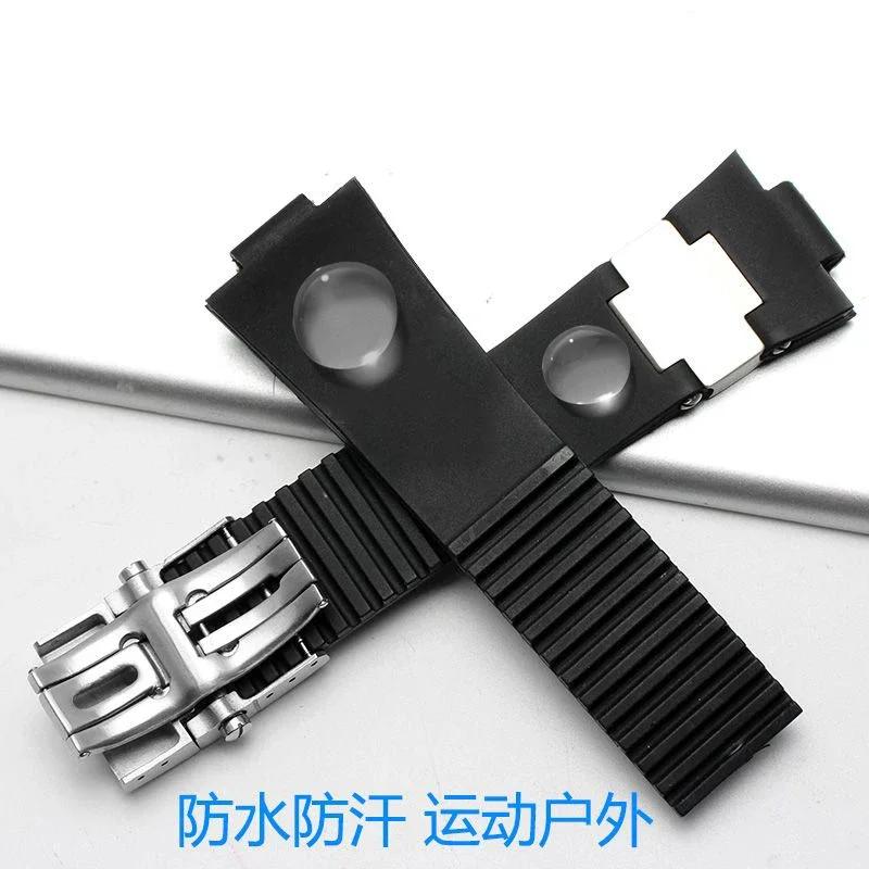 High Quality Diving Silicone Rubber WatchBand Belt For Ulysse Nardin Men's Strap Stainless Steel Folding Clasp 25*12mm