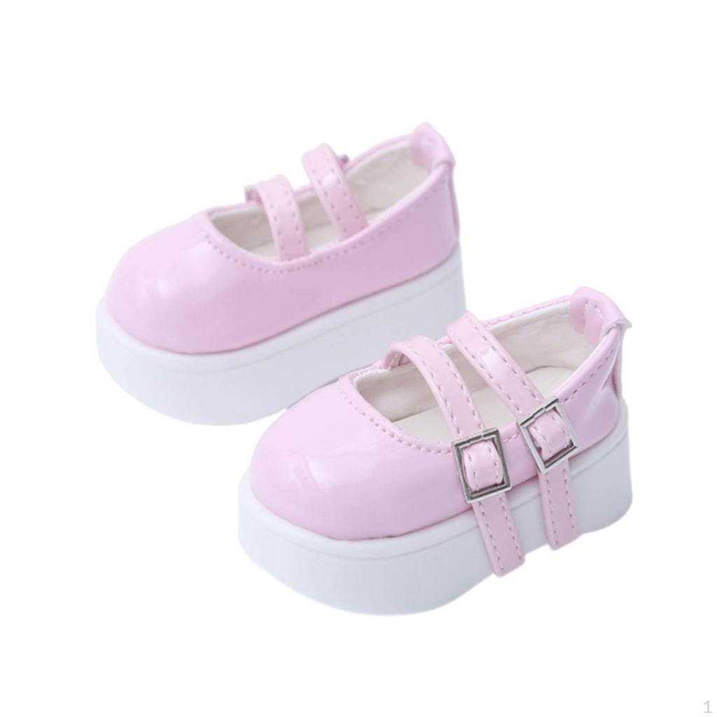 BJD Doll Shoes Buckle Straps Mary Janes Glossy Toy Accessory Black