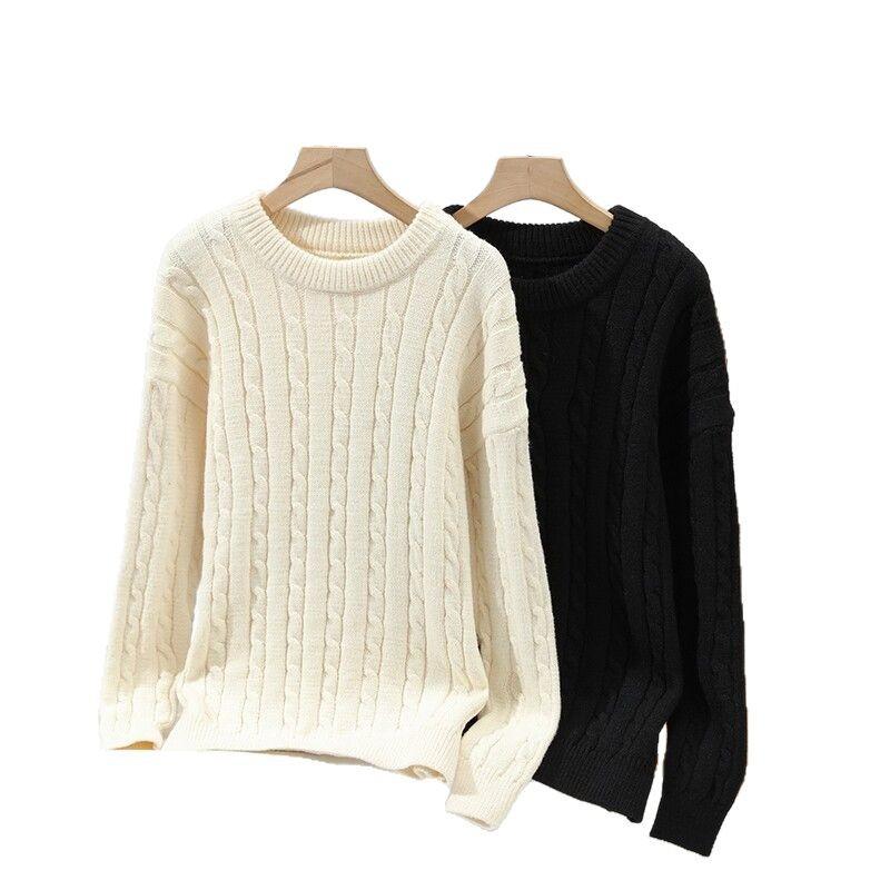 Fashion Men's Autumn and Winter Sweater Twist Crew Neck Men's Casual Knitted Sweater