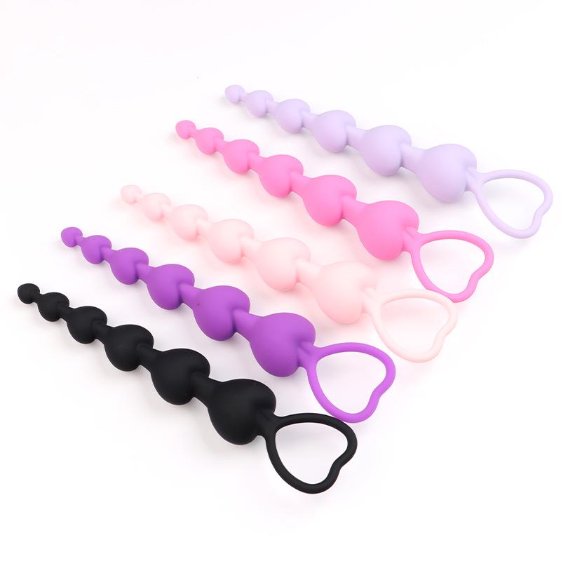 Silicone Heart-Shaped Beaded Anal Plug - Erotic SM Toy & Dilator