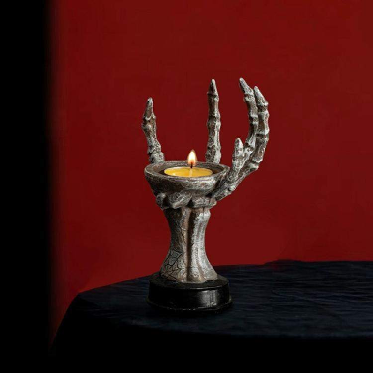 Horror Skeleton Hand Figurine Resins Candle Holders Halloween Tealight Stand Candlestick Centerpiece Decors for Festival