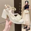 Summer New Fashion Small Thick Sole with Sandals Women French High Heel Thick Heel Fashion Sandals Women