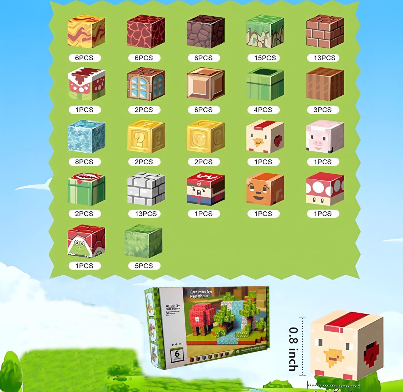 My Magnetic Cubes: Ice Fire Forest World Educational Building Set for Kids Basic Edition [1 to 4]